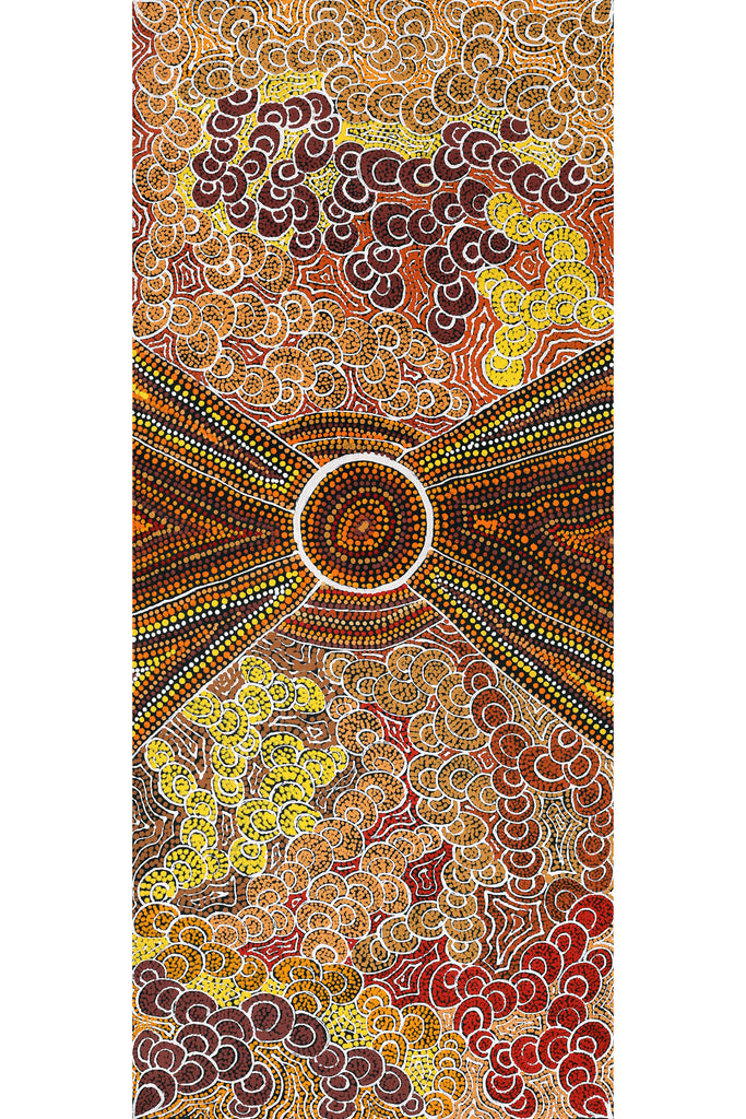 Aboriginal Artwork by Melinda Napurrurla Wilson, Lukarrara Jukurrpa, 107x46cm