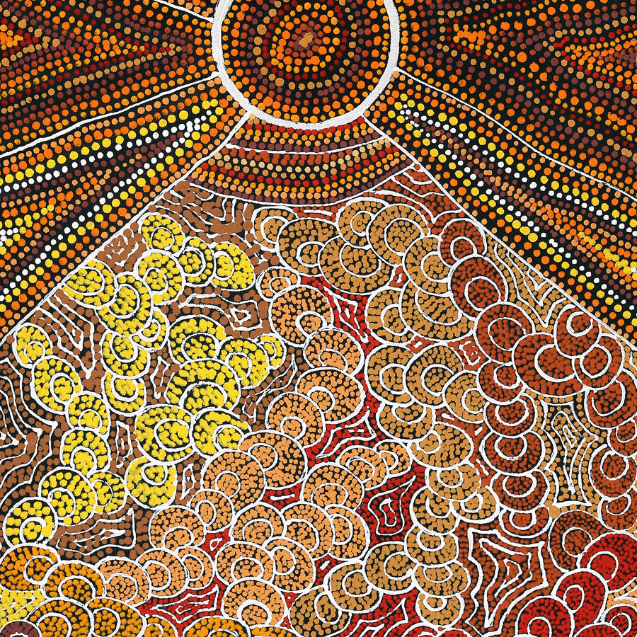 Aboriginal Artwork by Melinda Napurrurla Wilson, Lukarrara Jukurrpa, 107x46cm