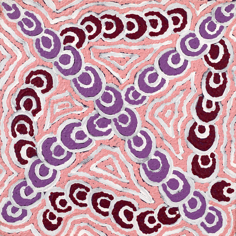 Aboriginal Artwork by Melinda Napurrurla Wilson, Lukarrara Jukurrpa (Desert Fringe-rush Seed Dreaming), 30x30cm