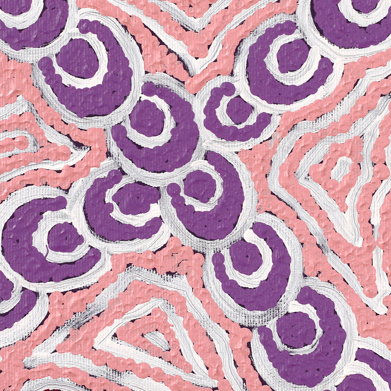 Aboriginal Artwork by Melinda Napurrurla Wilson, Lukarrara Jukurrpa (Desert Fringe-rush Seed Dreaming), 30x30cm