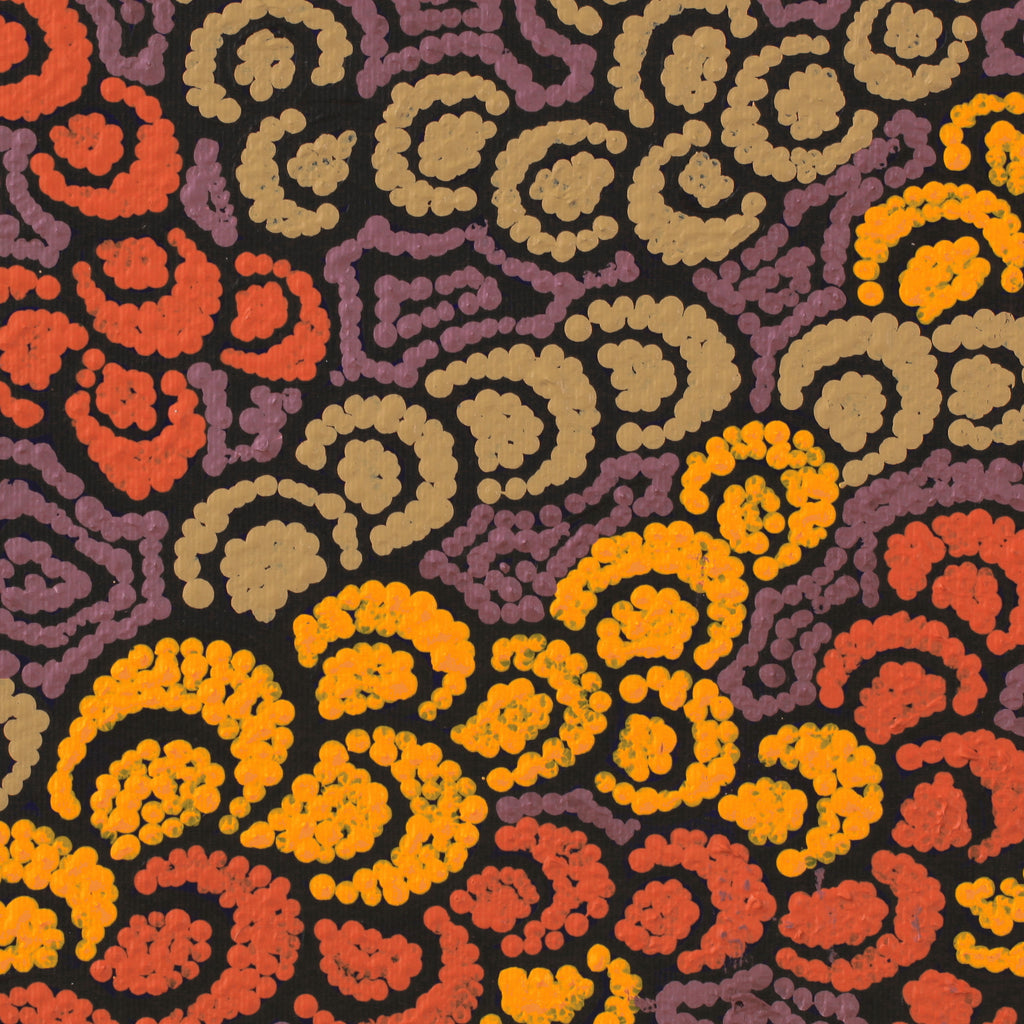 Aboriginal Artwork by Melinda Napurrurla Wilson, Lukarrara Jukurrpa (Desert Fringe-rush Seed Dreaming), 30x30cm
