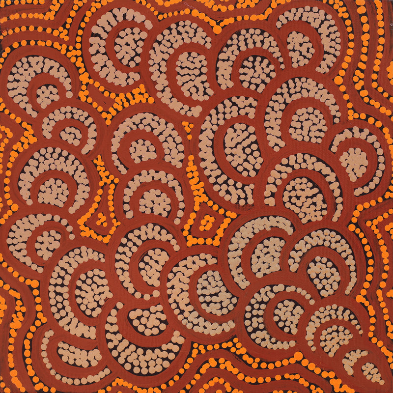 Aboriginal Artwork by Melinda Napurrurla Wilson, Lukarrara Jukurrpa (Desert Fringe-rush Seed Dreaming), 30x30cm