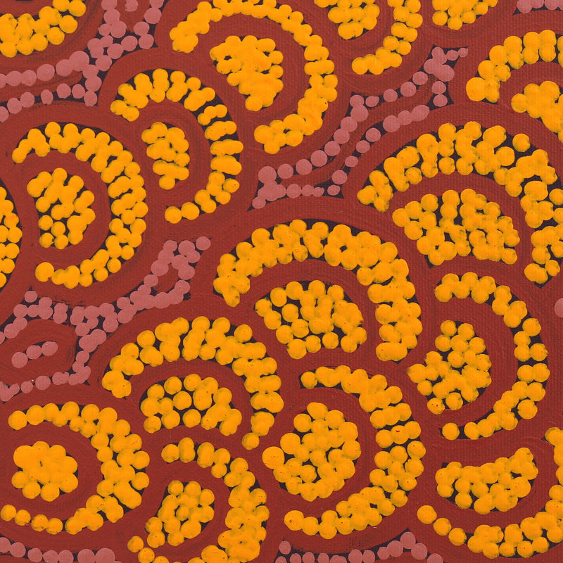 Aboriginal Artwork by Melinda Napurrurla Wilson, Lukarrara Jukurrpa (Desert Fringe-rush Seed Dreaming), 30x30cm