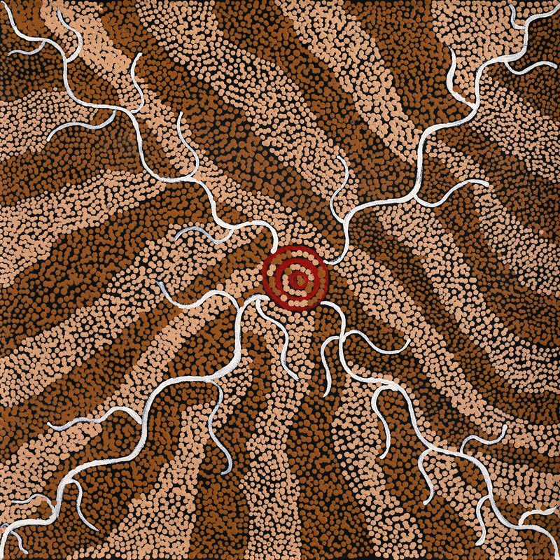Aboriginal Artwork by Melinda Napurrurla Wilson, Lukarrara Jukurrpa, 46x46cm