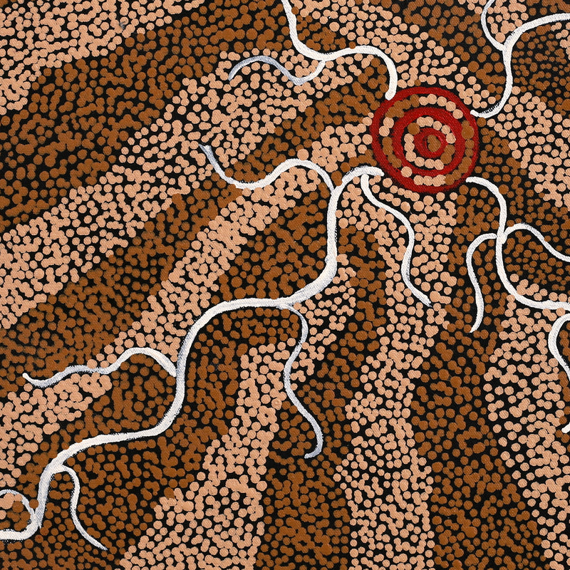 Aboriginal Artwork by Melinda Napurrurla Wilson, Lukarrara Jukurrpa, 46x46cm