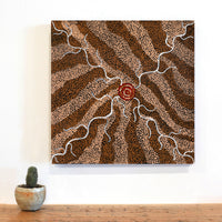Aboriginal Artwork by Melinda Napurrurla Wilson, Lukarrara Jukurrpa, 46x46cm