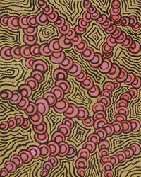 Aboriginal Artwork by Melinda Napurrurla Wilson, Lukarrara Jukurrpa (Desert Fringe-rush Seed Dreaming), 50x40cm