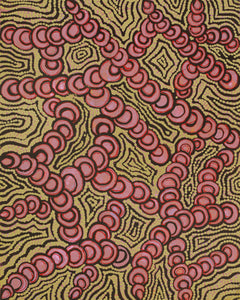 Aboriginal Artwork by Melinda Napurrurla Wilson,  Lukarrara Jukurrpa (Desert Fringe-rush Seed Dreaming), 50x40cm - ART ARK®