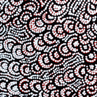 Aboriginal Artwork by Melinda Napurrurla Wilson, Lukarrara Jukurrpa (Desert Fringe-rush Seed Dreaming), 46x46cm