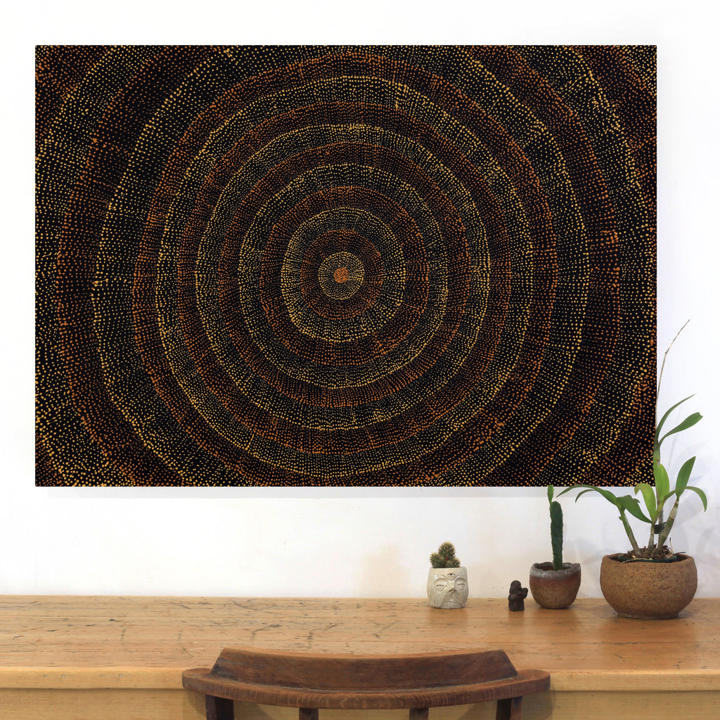 Aboriginal Artwork by Melissa Nampijinpa Karpa, Ngapa Jukurrpa (Water Dreaming) - Puyurru, 107x76cm
