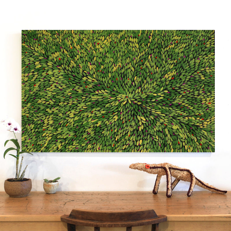 Aboriginal Artwork by Melissa Nampijinpa Karpa, Ngapa Jukurrpa (Water Dreaming) - Puyurru, 122x76cm