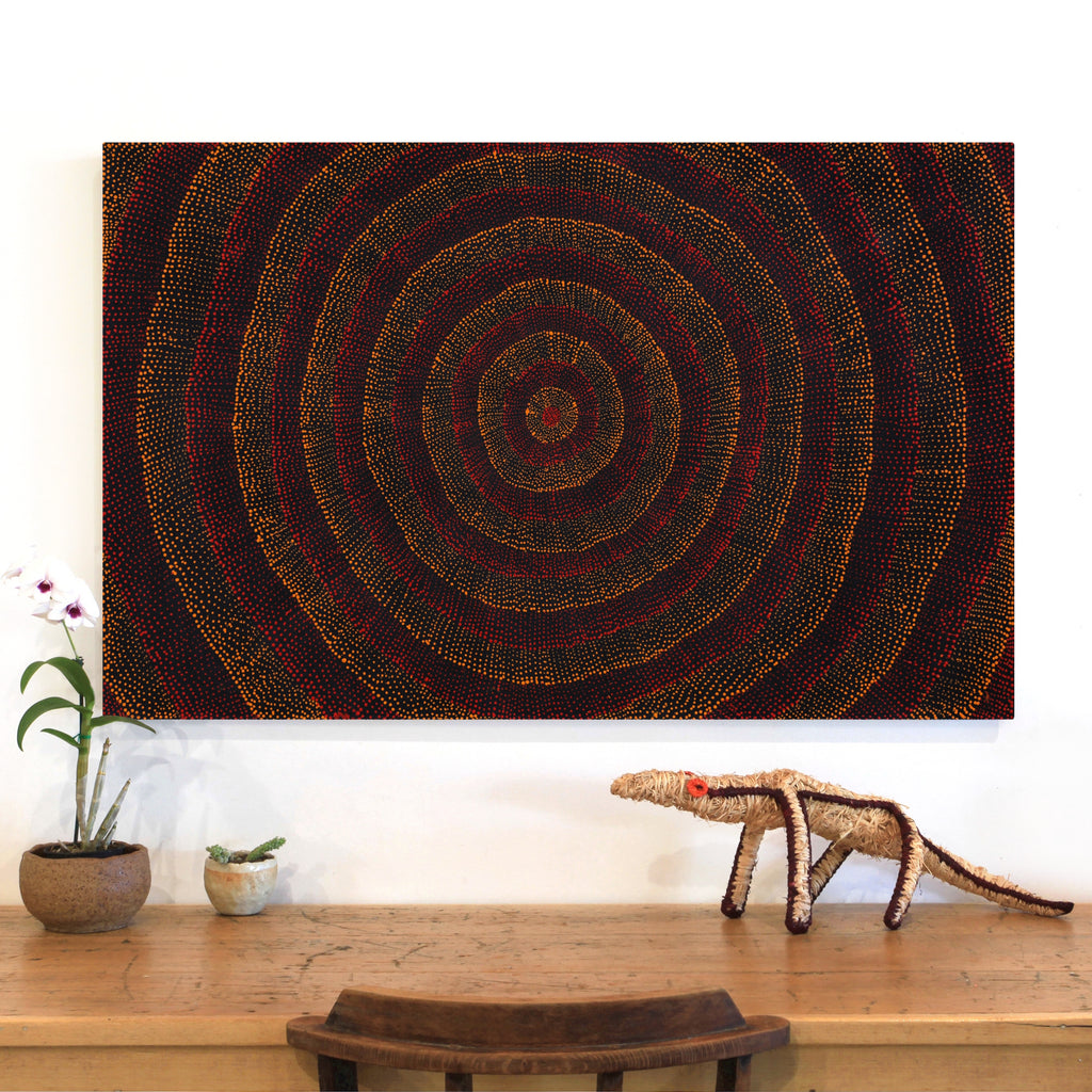 Aboriginal Artwork by Melissa Nampijinpa Karpa, Ngapa Jukurrpa (Water Dreaming) - Puyurru, 122x76cm