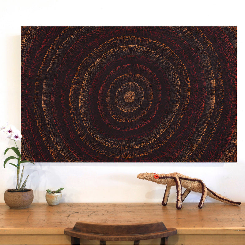 Aboriginal Artwork by Melissa Nampijinpa Karpa, Ngapa Jukurrpa (Water Dreaming) - Puyurru, 122x76cm
