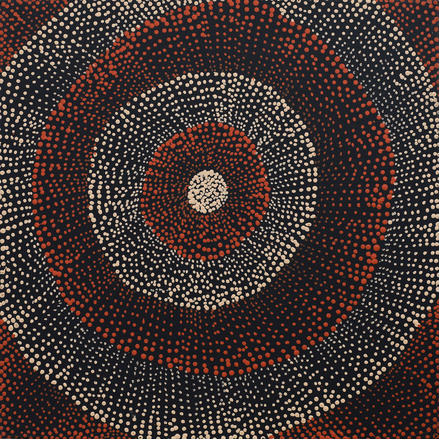 Aboriginal Artwork by Melissa Nampijinpa Karpa, Ngapa Jukurrpa (Water Dreaming) - Puyurru, 30x30cm