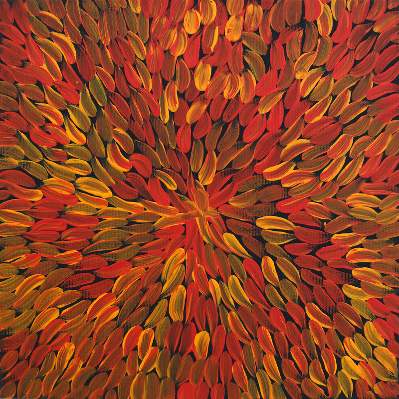 Aboriginal Artwork by Melissa Nampijinpa Karpa, Ngapa Jukurrpa (Water Dreaming) - Puyurru, 30x30cm