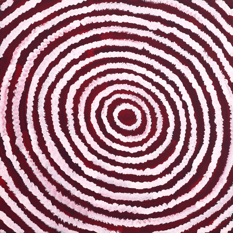 Aboriginal Artwork by Melissa Nampijinpa Karpa, Ngapa Jukurrpa (Water Dreaming) - Puyurru, 40x40cm