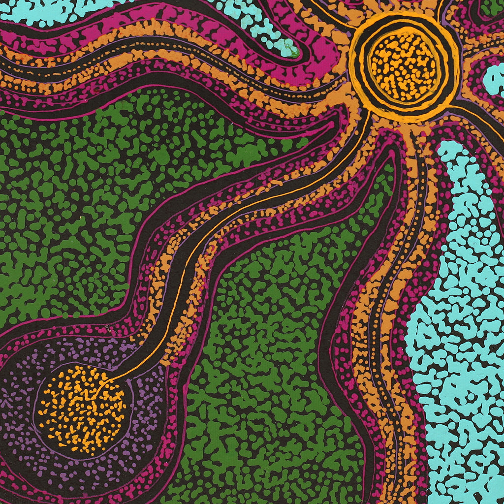 Aboriginal Artwork by Melissa Nampijinpa Karpa, Ngapa Jukurrpa (Water Dreaming) - Puyurru, 40x40cm - ART ARK®