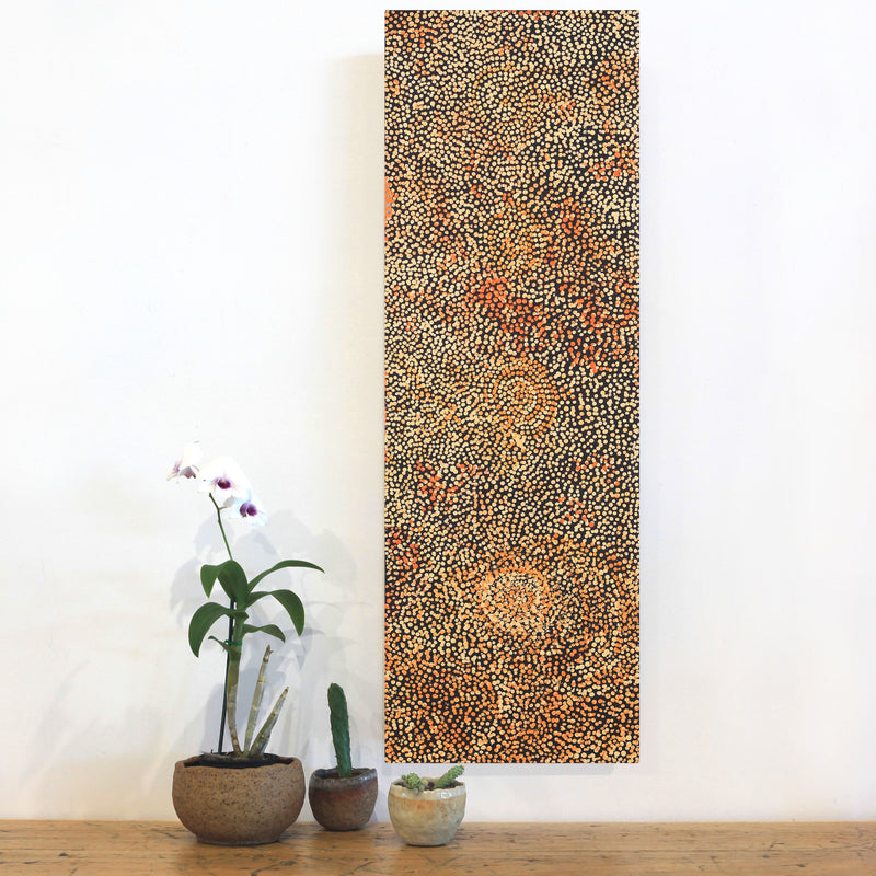 Aboriginal Artwork by Melissa Nampijinpa Karpa, Ngapa Jukurrpa (Water Dreaming) - Puyurru, 91x30cm