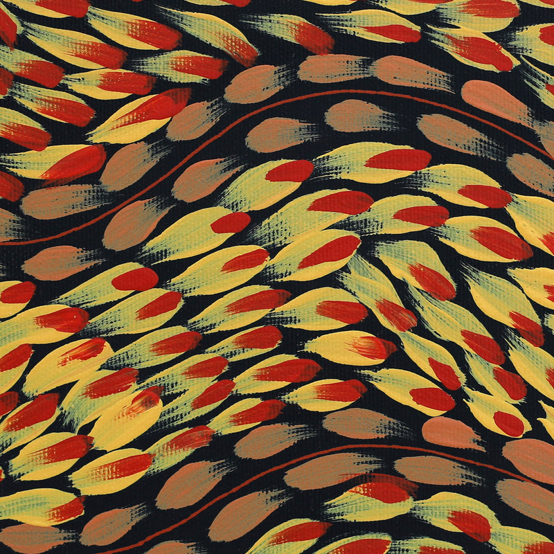 Aboriginal Artwork by Melissa Nampijinpa Karpa, Ngapa Jukurrpa (Water Dreaming) - Puyurru, 30x30cm