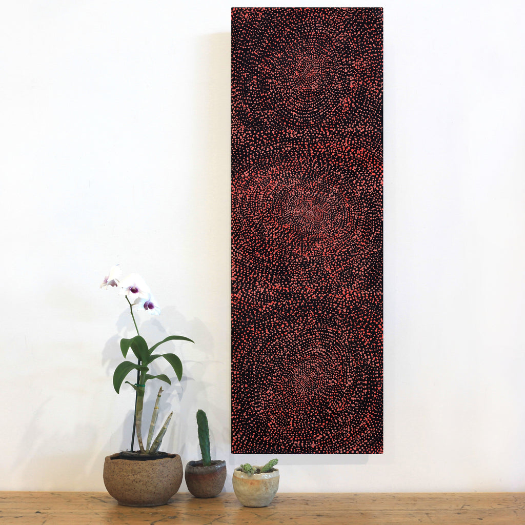 Aboriginal Artwork by Melissa Nampijinpa Karpa, Ngapa Jukurrpa (Water Dreaming) - Puyurru, 91x30cm