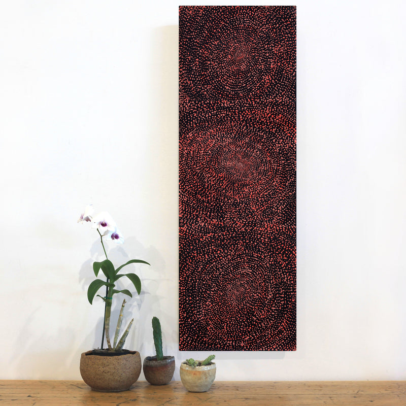 Aboriginal Artwork by Melissa Nampijinpa Karpa, Ngapa Jukurrpa (Water Dreaming) - Puyurru, 91x30cm