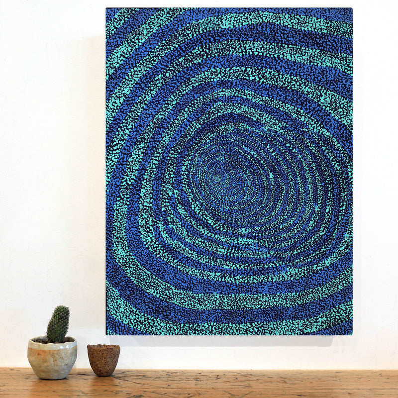 Aboriginal Artwork by Melissa Nampijinpa Karpa, Ngapa Jukurrpa (Water Dreaming) - Puyurru, 61x46cm