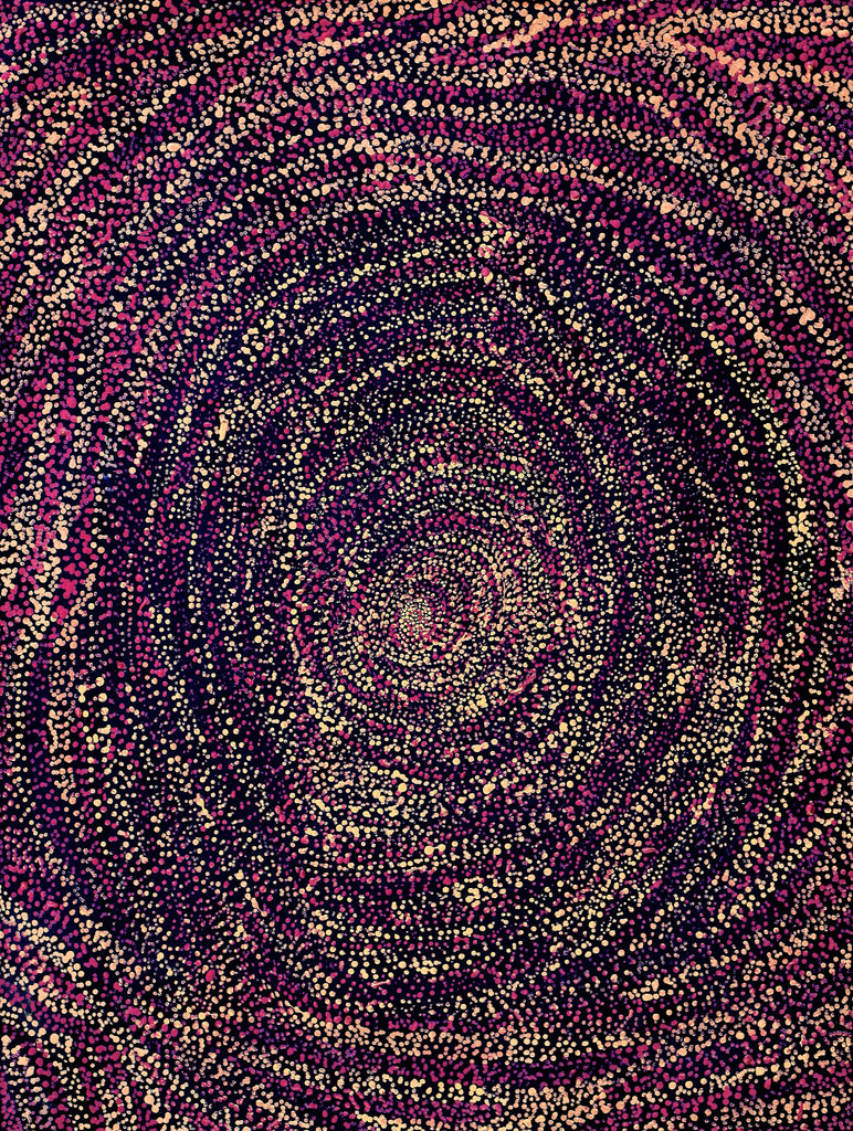 Aboriginal Artwork by Melissa Nampijinpa Karpa, Ngapa Jukurrpa (Water Dreaming) - Puyurru, 61x46cm