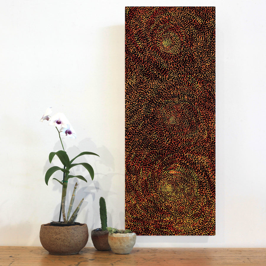 Aboriginal Artwork by Melissa Nampijinpa Karpa, Ngapa Jukurrpa (Water Dreaming) - Puyurru, 76x30cm