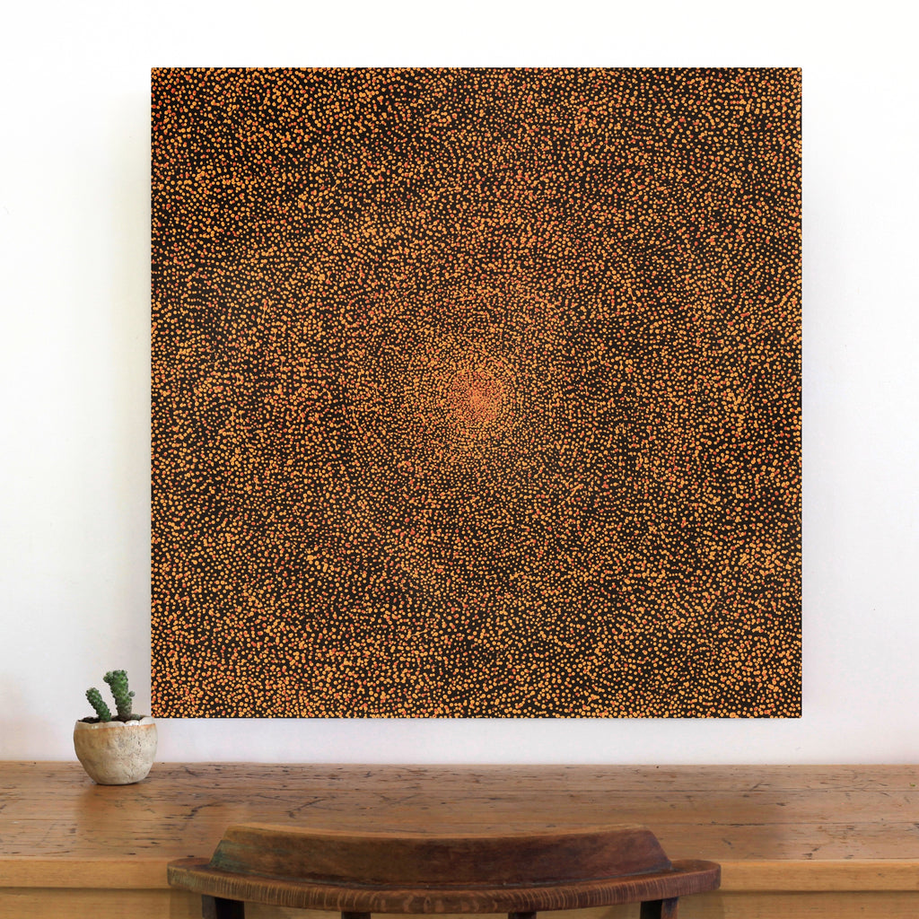 Aboriginal Artwork by Melissa Nampijinpa Karpa, Ngapa Jukurrpa (Water Dreaming) - Puyurru, 76x76cm
