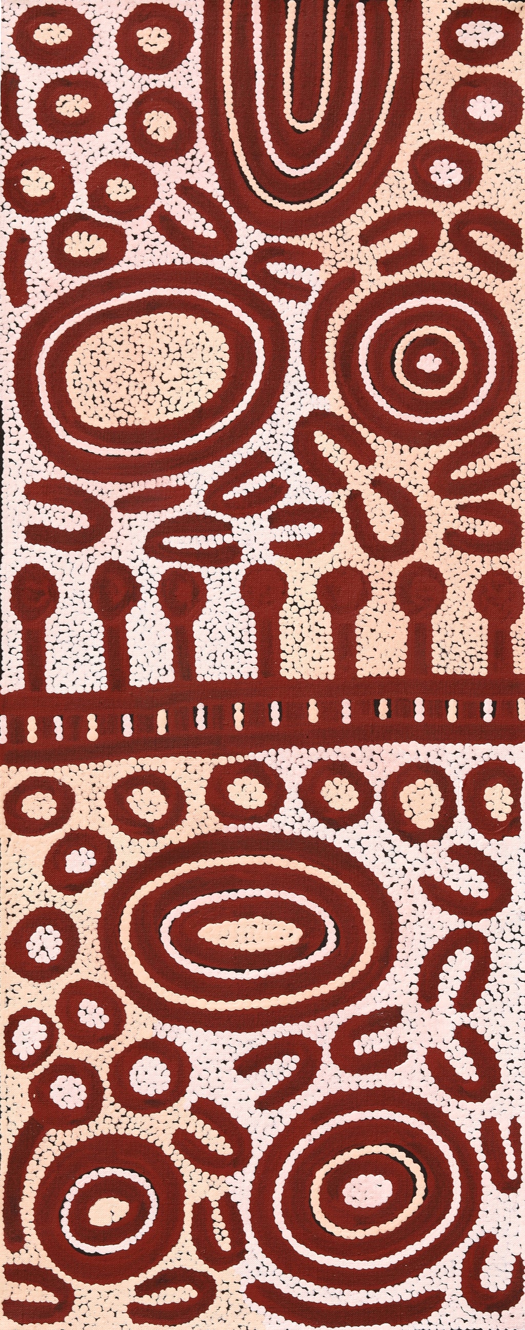 Aboriginal Artwork by Melissa Nungarrayi Larry, Yumari Jukurrpa (Yumari Dreaming), 76x30cm