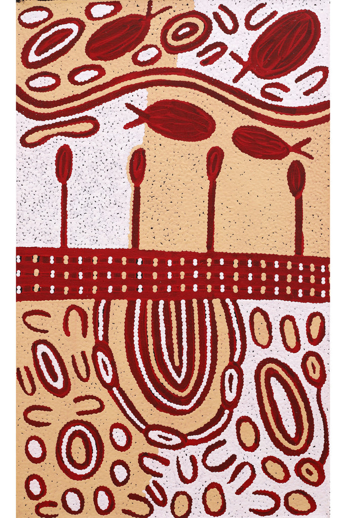 Aboriginal Artwork by Melissa Nungarrayi Larry, Yumari Jukurrpa (Yumari Dreaming), 76x46cm
