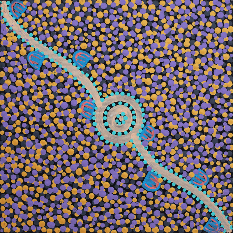Aboriginal Artwork by Melissa Napangardi Williams, Wardapi Jukurrpa (Goanna Dreaming) - Yarripurlangu, 30x30cm