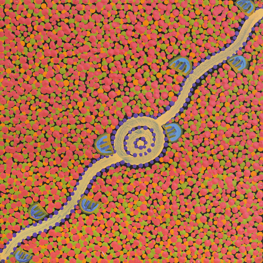 Aboriginal Artwork by Melissa Napangardi Williams, Wardapi Jukurrpa (Goanna Dreaming) - Yarripurlangu, 30x30cm