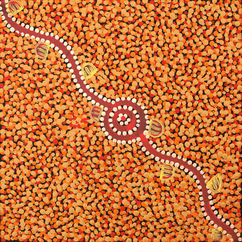 Aboriginal Artwork by Melissa Napangardi Williams, Wardapi Jukurrpa (Goanna Dreaming) - Yarripilangu , 30x30cm