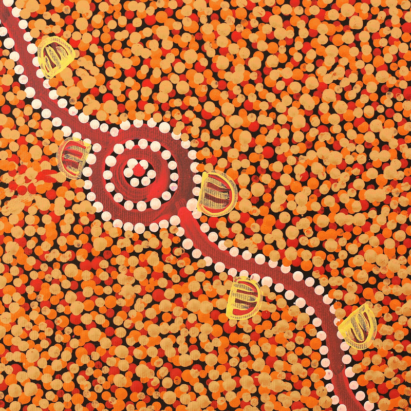 Aboriginal Artwork by Melissa Napangardi Williams, Wardapi Jukurrpa (Goanna Dreaming) - Yarripilangu , 30x30cm