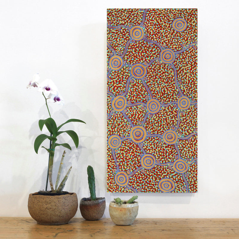 Aboriginal Artwork by Melissa Napangardi Williams, Wardapi Jukurrpa (Goanna Dreaming) - Yarripilangu, 61x30cm