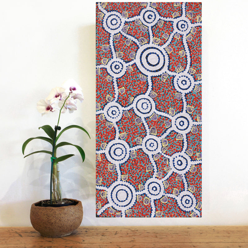 Aboriginal Artwork by Melissa Napangardi Williams, Wardapi Jukurrpa (Goanna Dreaming) - Yarripilangu, 61x30cm