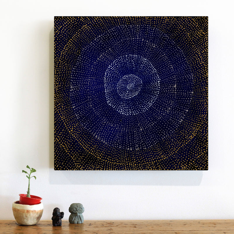 Aboriginal Artwork by Melissa Nampijinpa Karpa, Ngapa Jukurrpa (Water Dreaming) - Puyurru, 46x46cm