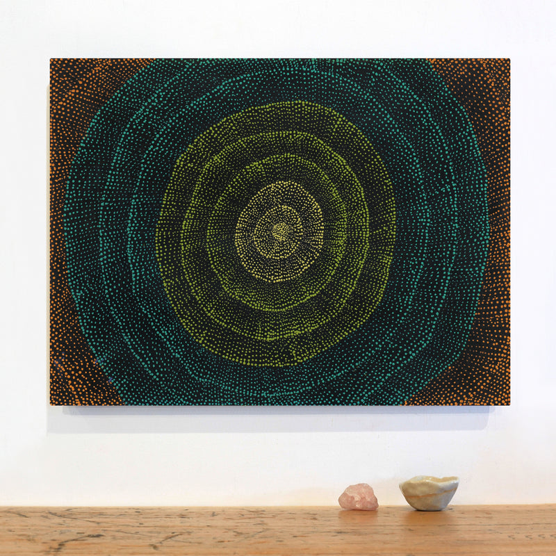 Aboriginal Artwork by Melissa Nampijinpa Karpa, Ngapa Jukurrpa (Water Dreaming) - Puyurru, 61x46cm