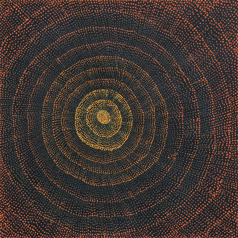 Aboriginal Artwork by Melissa Nampijinpa Karpa, Ngapa Jukurrpa (Water Dreaming) - Puyurru, 61x61cm