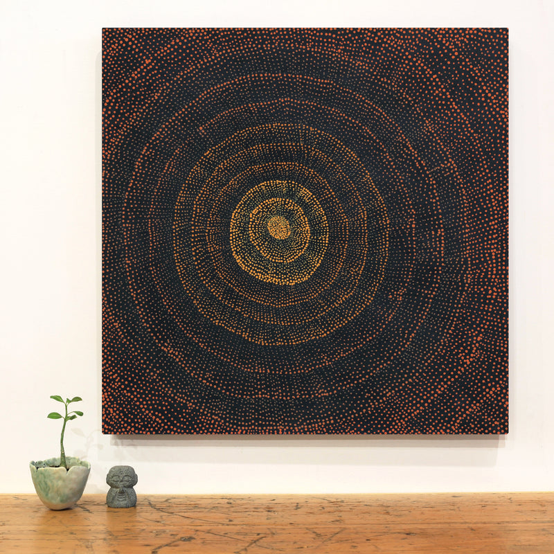 Aboriginal Artwork by Melissa Nampijinpa Karpa, Ngapa Jukurrpa (Water Dreaming) - Puyurru, 61x61cm