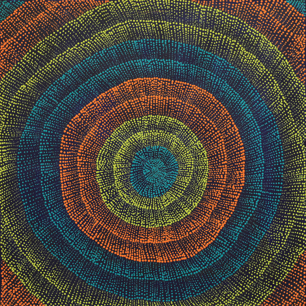 Aboriginal Art by Melissa Nampijinpa Karpa, Ngapa Jukurrpa (Water Dreaming) - Puyurru, 61x61cm - ART ARK®