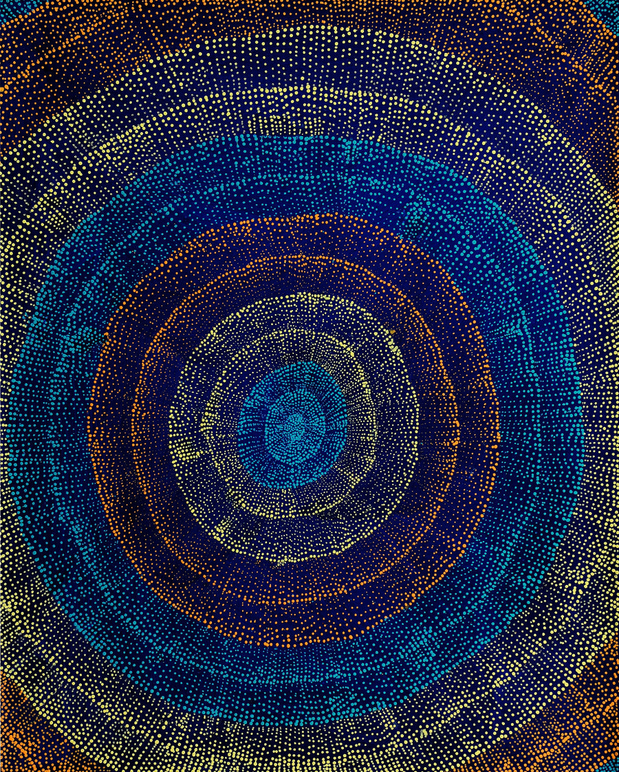 Aboriginal Artwork by Melissa Nampijinpa Karpa, Ngapa Jukurrpa (Water Dreaming) - Puyurru, 76x61cm