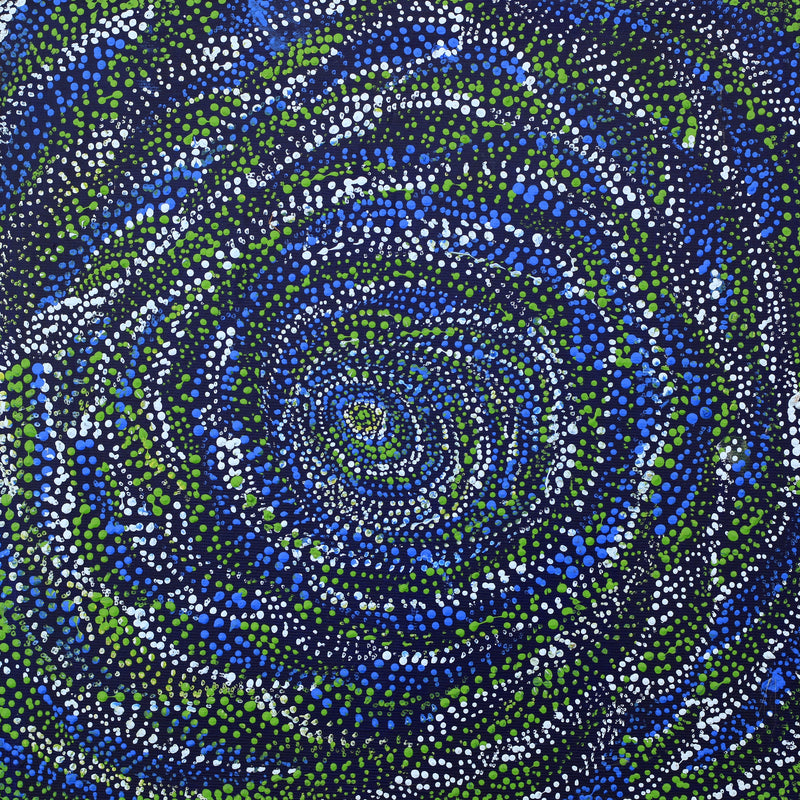 Aboriginal Artwork by Melissa Nampijinpa Karpa, Ngapa Jukurrpa (Water Dreaming) - Puyurru, 30x30cm