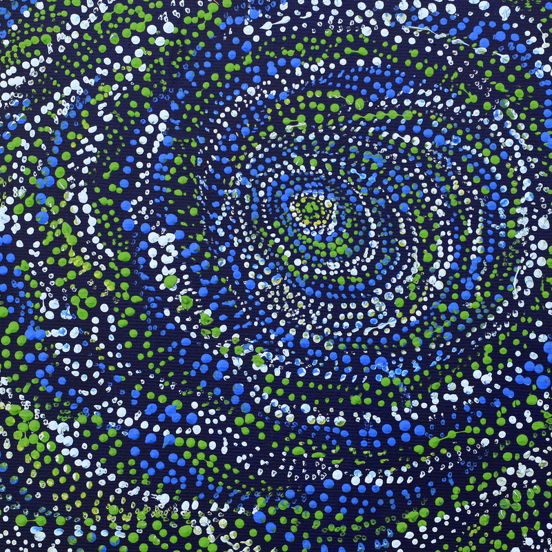 Aboriginal Artwork by Melissa Nampijinpa Karpa, Ngapa Jukurrpa (Water Dreaming) - Puyurru, 30x30cm