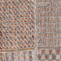 Aboriginal Artwork by Meŋa Munuŋgurr Yaŋalka, Djapu Design, 61x42cm Bark