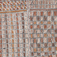Aboriginal Artwork by Meŋa Munuŋgurr Yaŋalka, Djapu Design, 61x42cm Bark