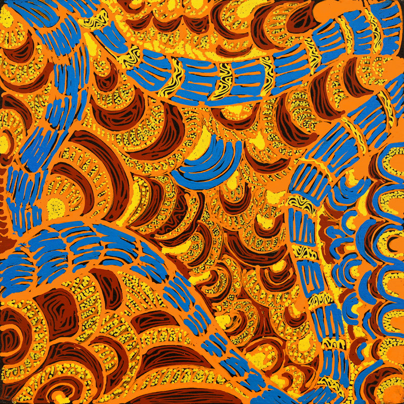 Aboriginal Artwork by Margarina Napanangka Miller, Lukarrara Jukurrpa, 30x30cm