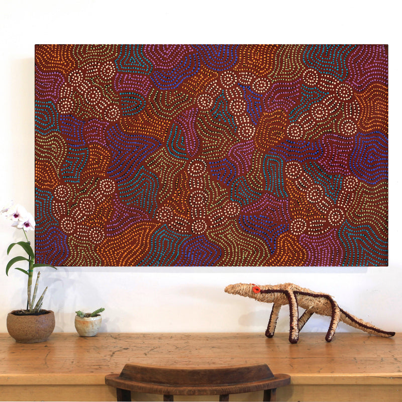 Aboriginal Artwork by Michael Jangala Gallagher, Yankirri Jukurrpa (Emu Dreaming) - Ngarlikurlangu, 122x76cm