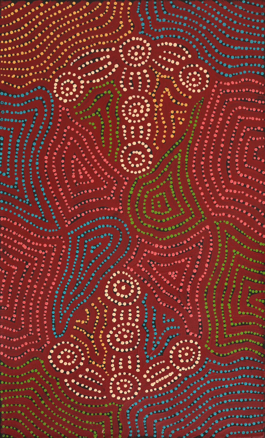 Aboriginal Artwork by Michael Jangala Gallagher, Yankirri Jukurrpa (Emu Dreaming) - Ngarlikurlangu, 76x46cm